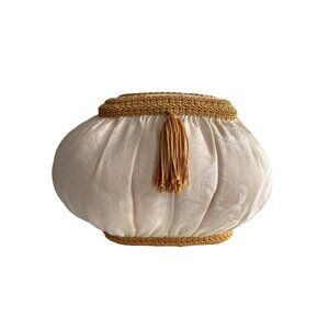 Austin Horn Collection Cream Damask Tissue Box Cover Gold Tassel Vanity Bath Dec